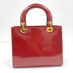 Dior Handbag Smooth Enamel Leather Red Gold — view 2