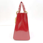 Dior Handbag Smooth Enamel Leather Red Gold — view 5