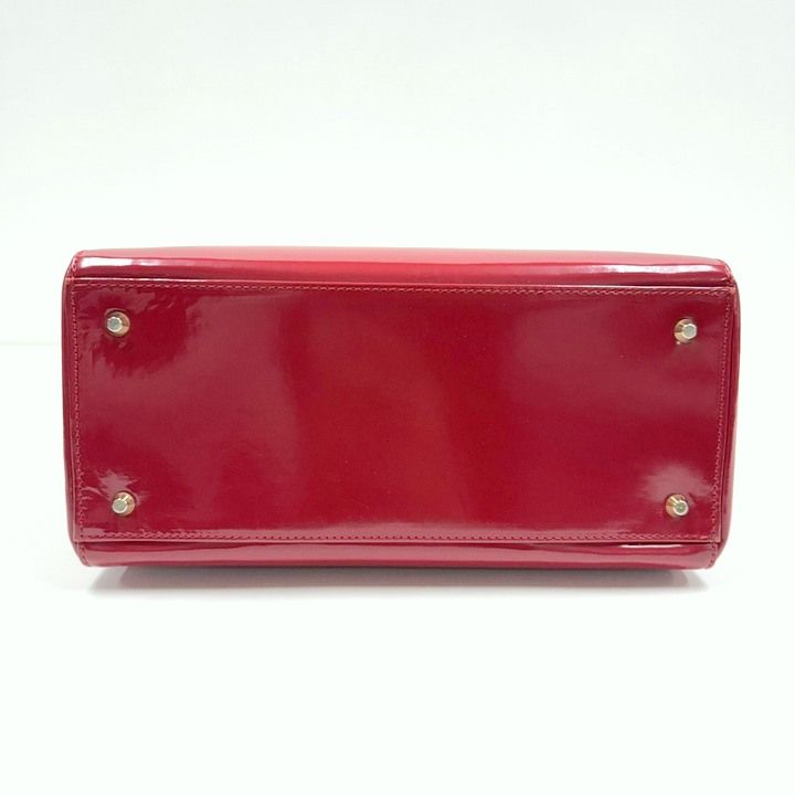 Dior Handbag Smooth Enamel Leather Red Gold — view 3