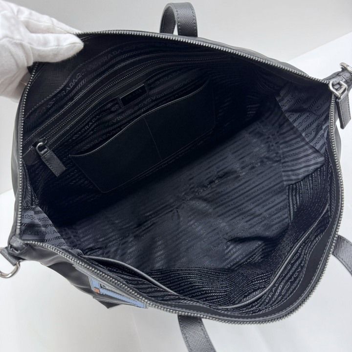 Prada Tessuto Tote Black Nylon Calf Leather — view 7