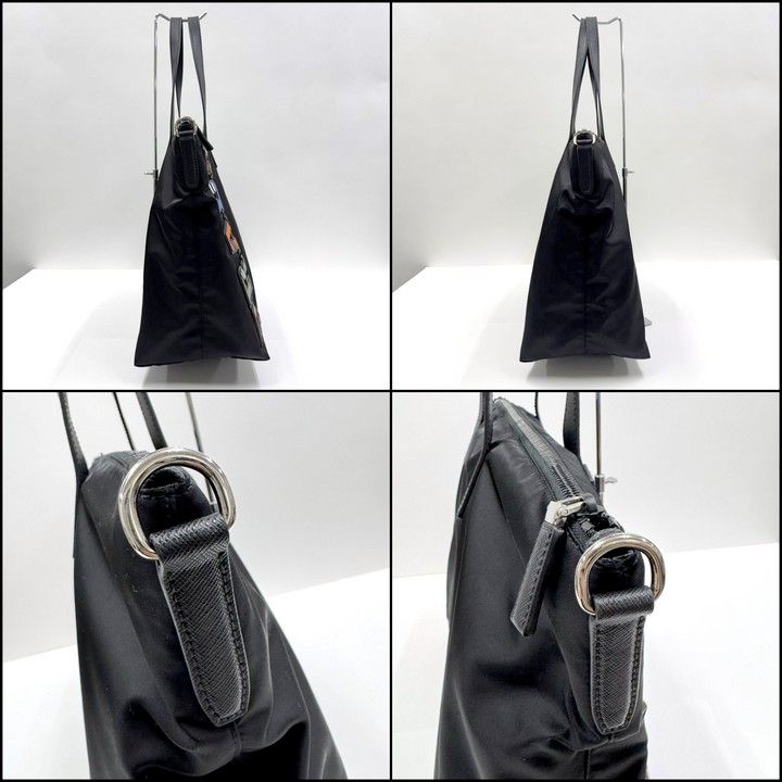 Prada Tessuto Tote Black Nylon Calf Leather — view 6