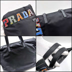 Prada Tessuto Tote Black Nylon Calf Leather — view 5
