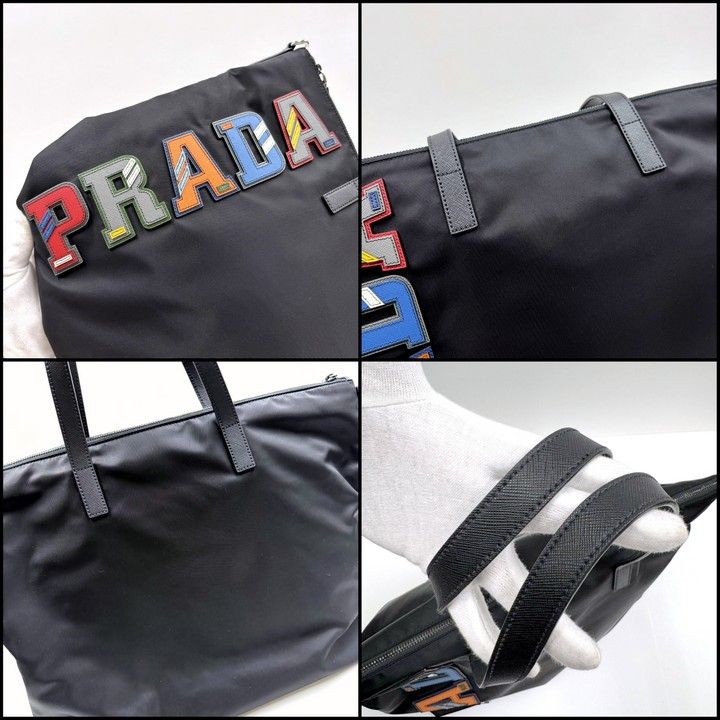Prada Tessuto Tote Black Nylon Calf Leather — view 5