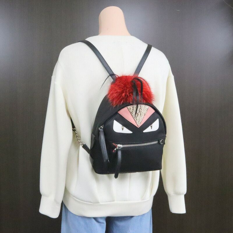Fendi Monster Star Bugs Backpack Black Red — view 9