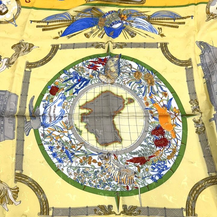 Hermes Carre le Geographe Yellow Silk — view 4