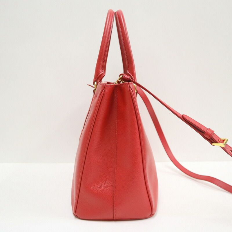 Prada 2-Way Shoulder Bag Saffiano Leather Red Gold — view 3