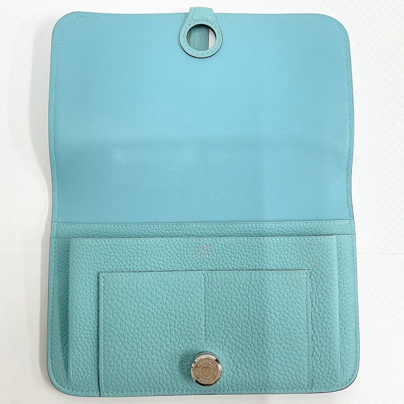 Hermes Dogon GM Bifold Wallet Togo Blue Atoll Silver T Carved — view 4