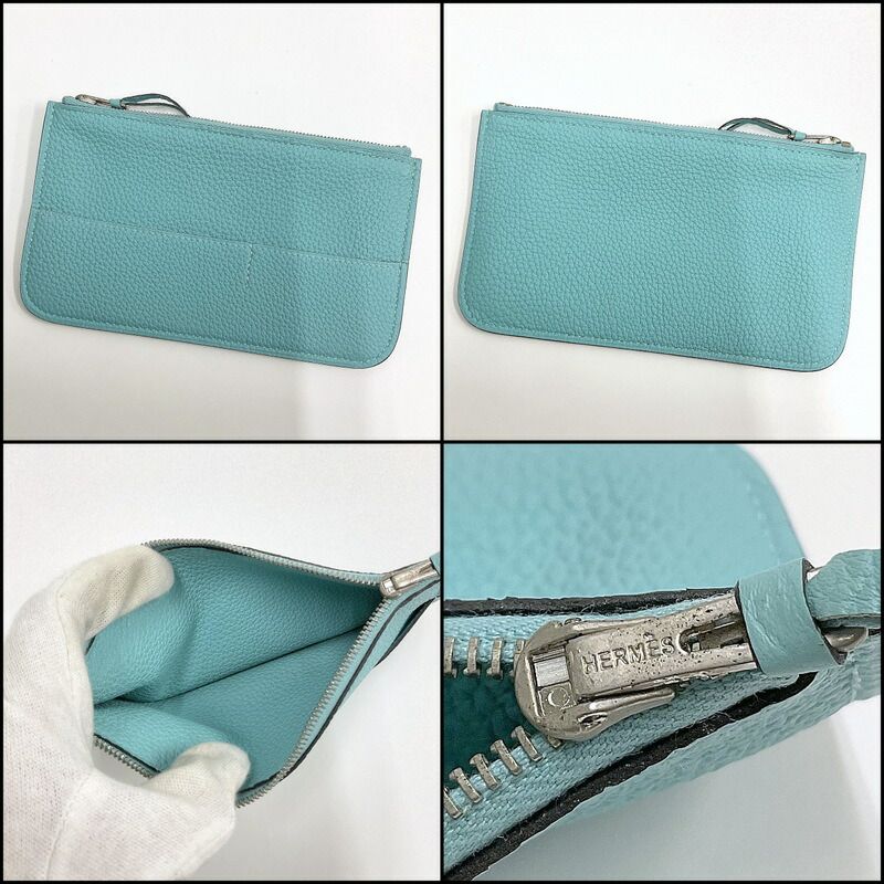Hermes Dogon GM Bifold Wallet Togo Blue Atoll Silver T Carved — view 9