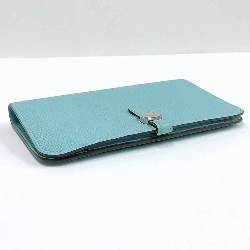 Hermes Dogon GM Bifold Wallet Togo Blue Atoll Silver T Carved — view 3