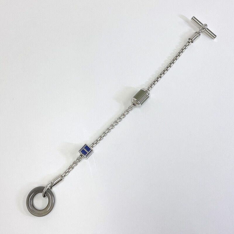 Hermes Bracelet Silver Blue Metal Lacquer Buffalo Horn — view 2