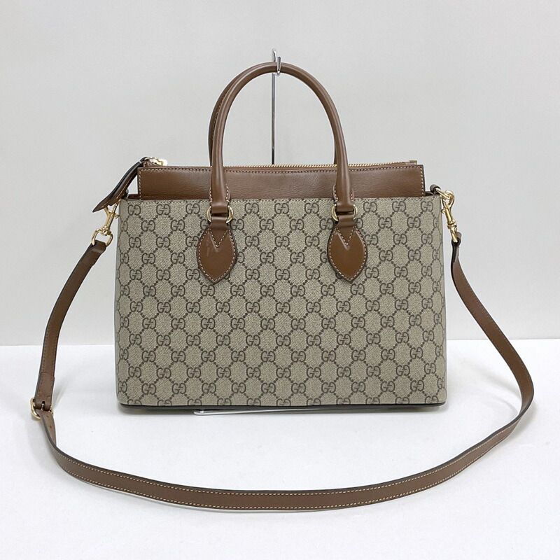 Gucci 2-Way Shoulder Bag GG Supreme Leather Khaki Brown — view 2