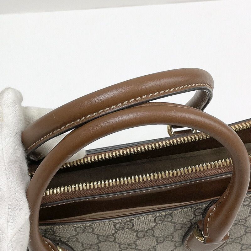 Gucci 2-Way Shoulder Bag GG Supreme Leather Khaki Brown — view 8