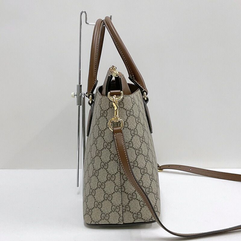 Gucci 2-Way Shoulder Bag GG Supreme Leather Khaki Brown — view 4