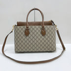 Gucci 2-Way Shoulder Bag GG Supreme Leather Khaki Brown — view 3