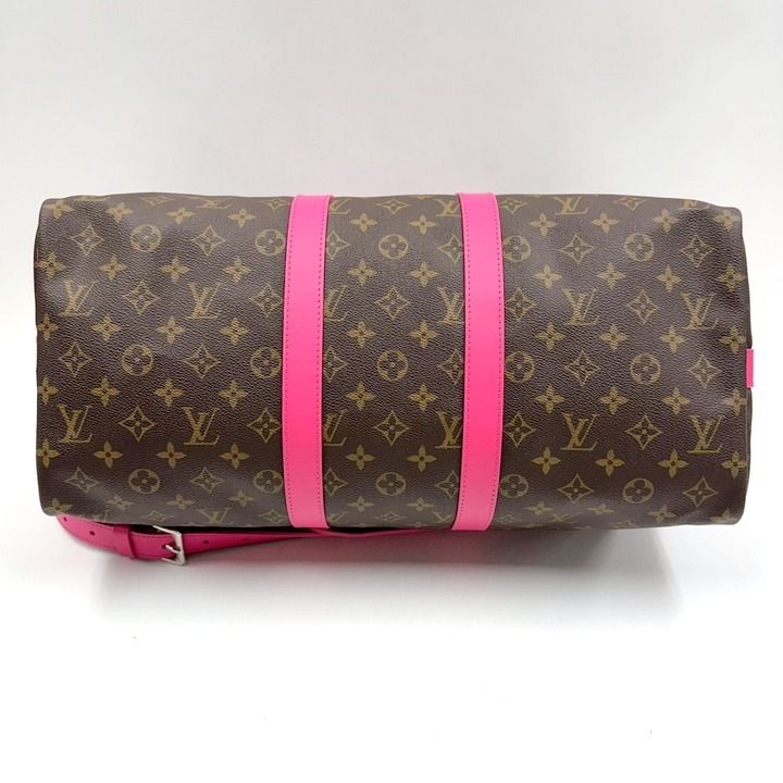 Louis Vuitton Keepall Bandouliere 45 Monogram Macassar Pondicherry Pink Handbag — view 3