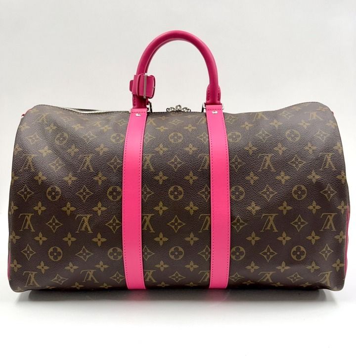 Louis Vuitton Keepall Bandouliere 45 Monogram Macassar Pondicherry Pink Handbag — view 2