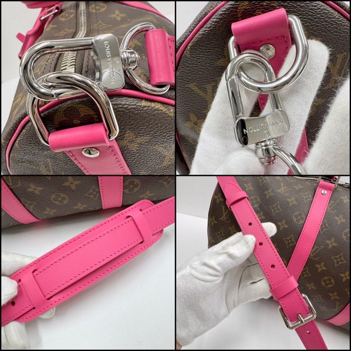 Louis Vuitton Keepall Bandouliere 45 Monogram Macassar Pondicherry Pink Handbag — view 6