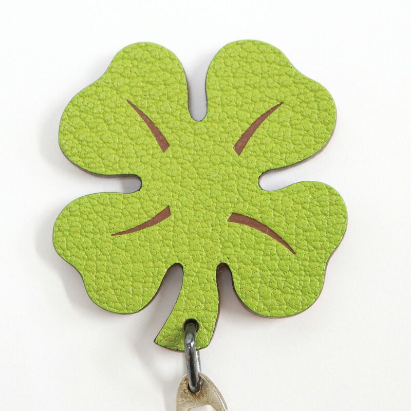 Hermes Clover Charm Green Orange Leather