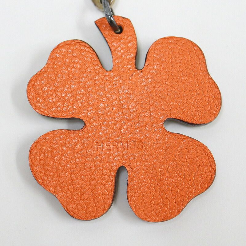 Hermes Clover Charm Green Orange Leather