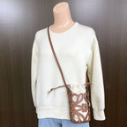 Loewe Anagram Cutout Pocket Shoulder Brown Leather Canvas — view 8