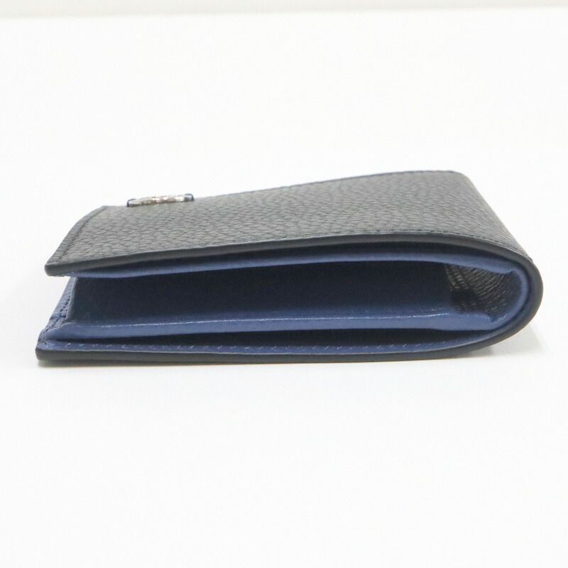Gucci Interlocking G-bifold Compact Wallet Black Blue Leather — view 3