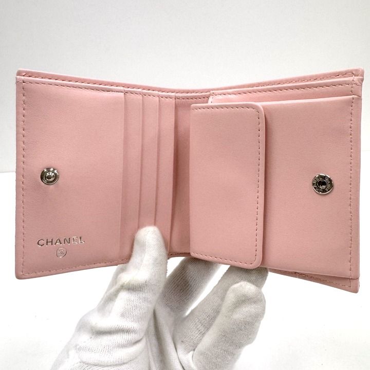 Chanel Small Flap Wallet Star CC Caviar Leather Pink Silver — view 6