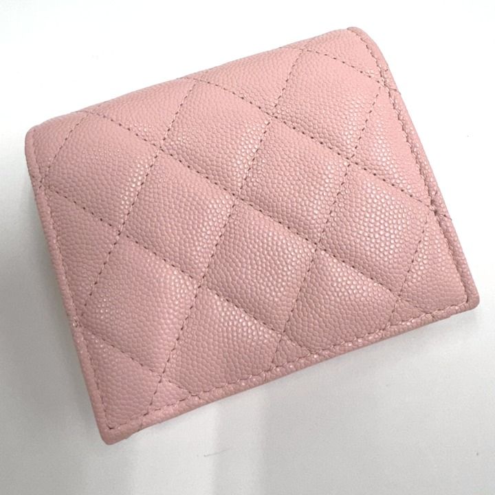 Chanel Small Flap Wallet Star CC Caviar Leather Pink Silver — view 3