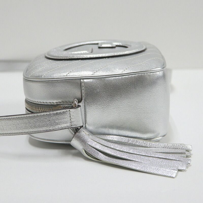 Gucci Blondie Small Shoulder Bag Silver Leather — view 3