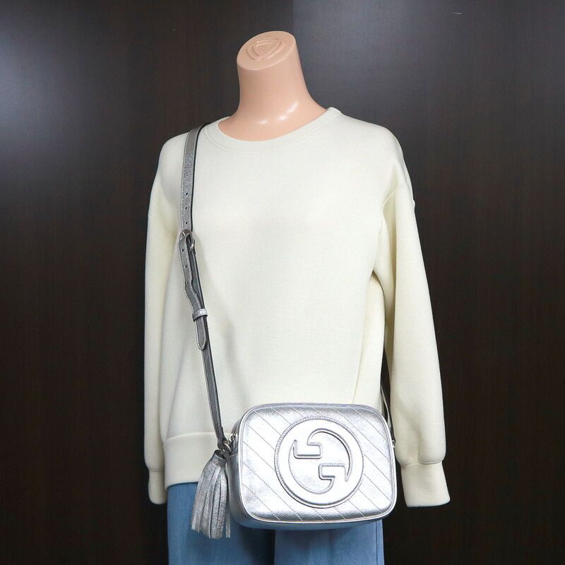 Gucci Blondie Small Shoulder Bag Silver Leather — view 8