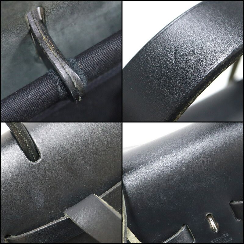 Hermes Herbag a Dos PM Black Silver Toile Officier Vache — view 6
