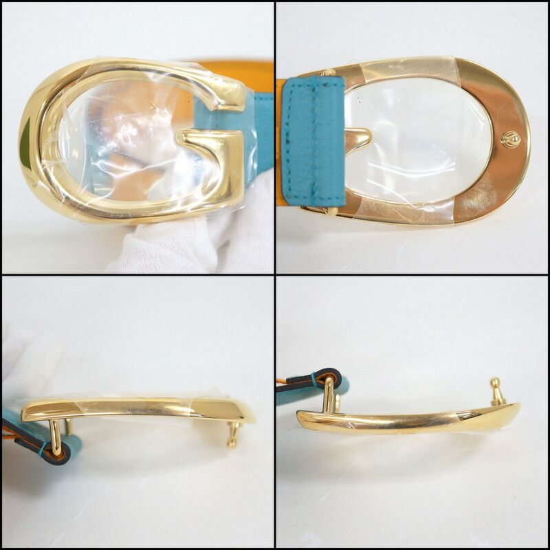 Gucci Belt Leather Light Blue Yellow — view 7