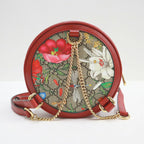 Gucci Mini Circle Backpack Ophidia GG Flora Leather Khaki Red — view 3