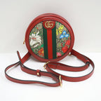 Gucci Mini Circle Backpack Ophidia GG Flora Leather Khaki Red — view 2