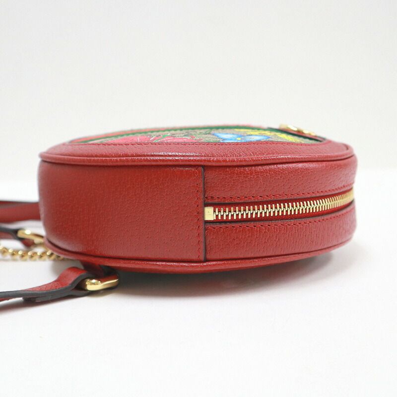 Gucci Mini Circle Backpack Ophidia GG Flora Leather Khaki Red — view 5