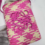Loewe Square Pocket Shoulder Bag Anagram Irakaya Calf Natural Pink — view 4