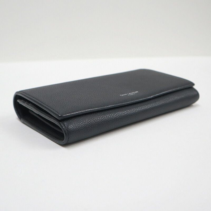 Saint Laurent Flap Wallet Leather Black Silver — view 3