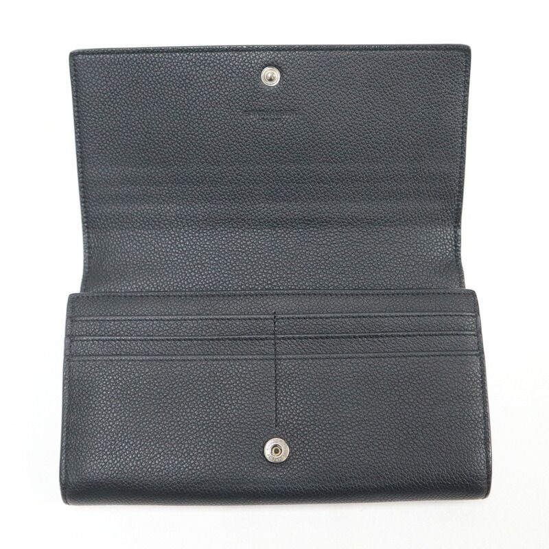 Saint Laurent Flap Wallet Leather Black Silver — view 4