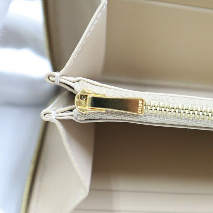 Celine Large Zip Wallet Grain Calf Beige — view 6