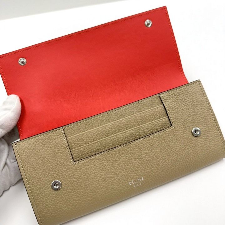 Celine Large Flap Multi Function Wallet Beige Leather — view 6