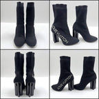Louis Vuitton Sock Boots Ankle Logo Embroidery Black 37.5 — view 2