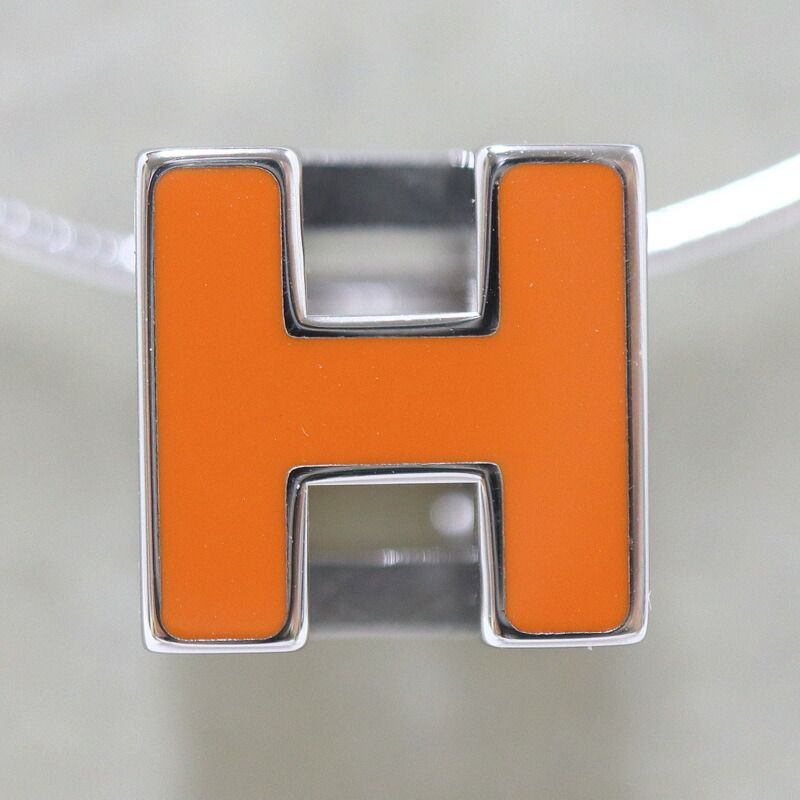 Hermes Cage Ash Necklace Cube Silver Orange — view 3