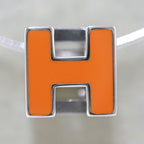 Hermes Cage Ash Necklace Cube Silver Orange — view 3