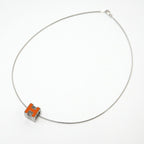 Hermes Cage Ash Necklace Cube Silver Orange — view 2