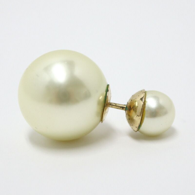 Dior Earrings Costume Pearl Gold Plated — view 3