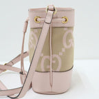 Gucci Jumbo GG Mini Bucket Shoulder Bag Beige Pink Canvas Leather X — view 3
