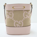 Gucci Jumbo GG Mini Bucket Shoulder Bag Beige Pink Canvas Leather X — view 2