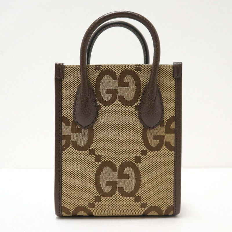 Gucci Jumbo GG Mini Tote Canvas Leather Brown Beige — view 2