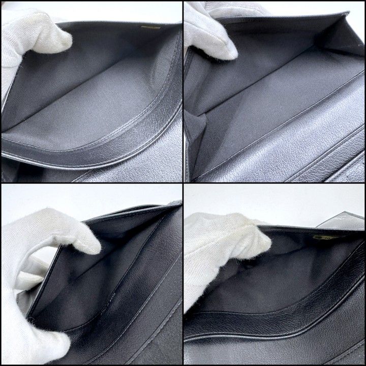 Chanel Butterfly Camellia Wallet Leather Black Silver — view 9