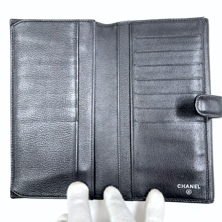 Chanel Butterfly Camellia Wallet Leather Black Silver — view 6