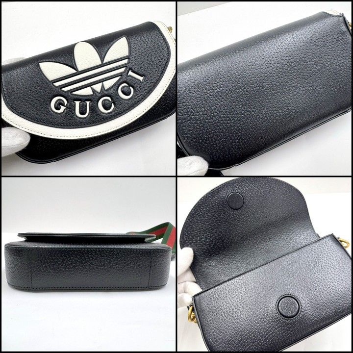 Gucci Adidas Shoulder Bag Black White Leather X — view 2